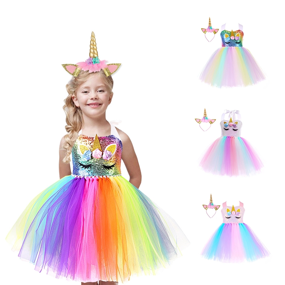 Sequin Unicorn Dress For Girls
