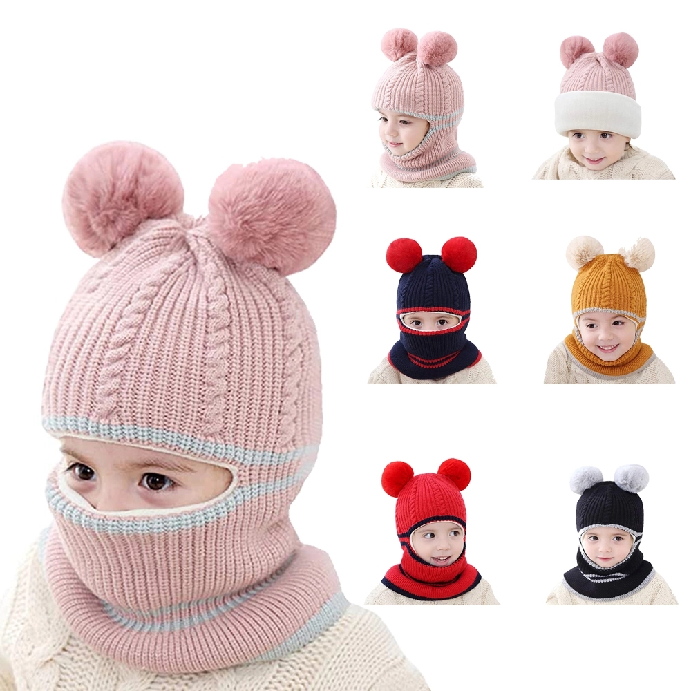 Kids Winter Hat Scarf Earflap Hood Skull Caps