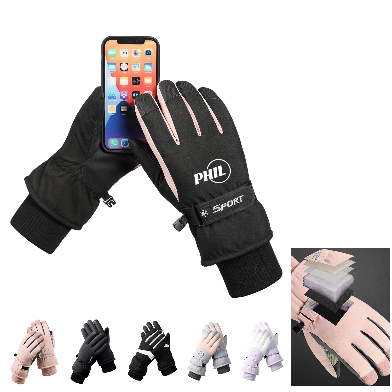 Polyester Waterproof Winter Ski Snow Gloves