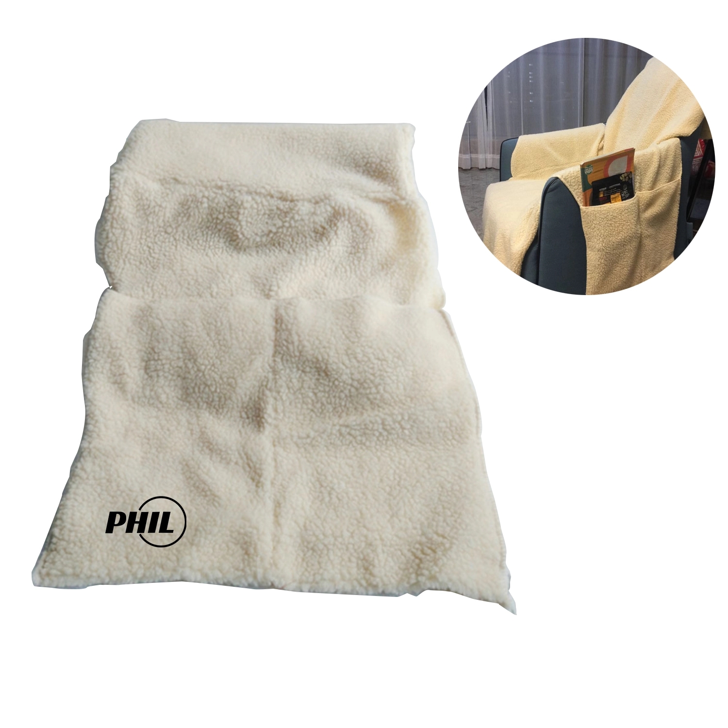 Fleece Recliner Furniture Sofa Protector Cover With Pockets