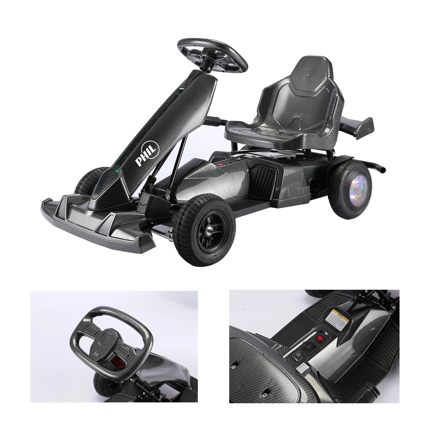 Electric Go Kart Race-Styled Pedals & Rubber Wheels