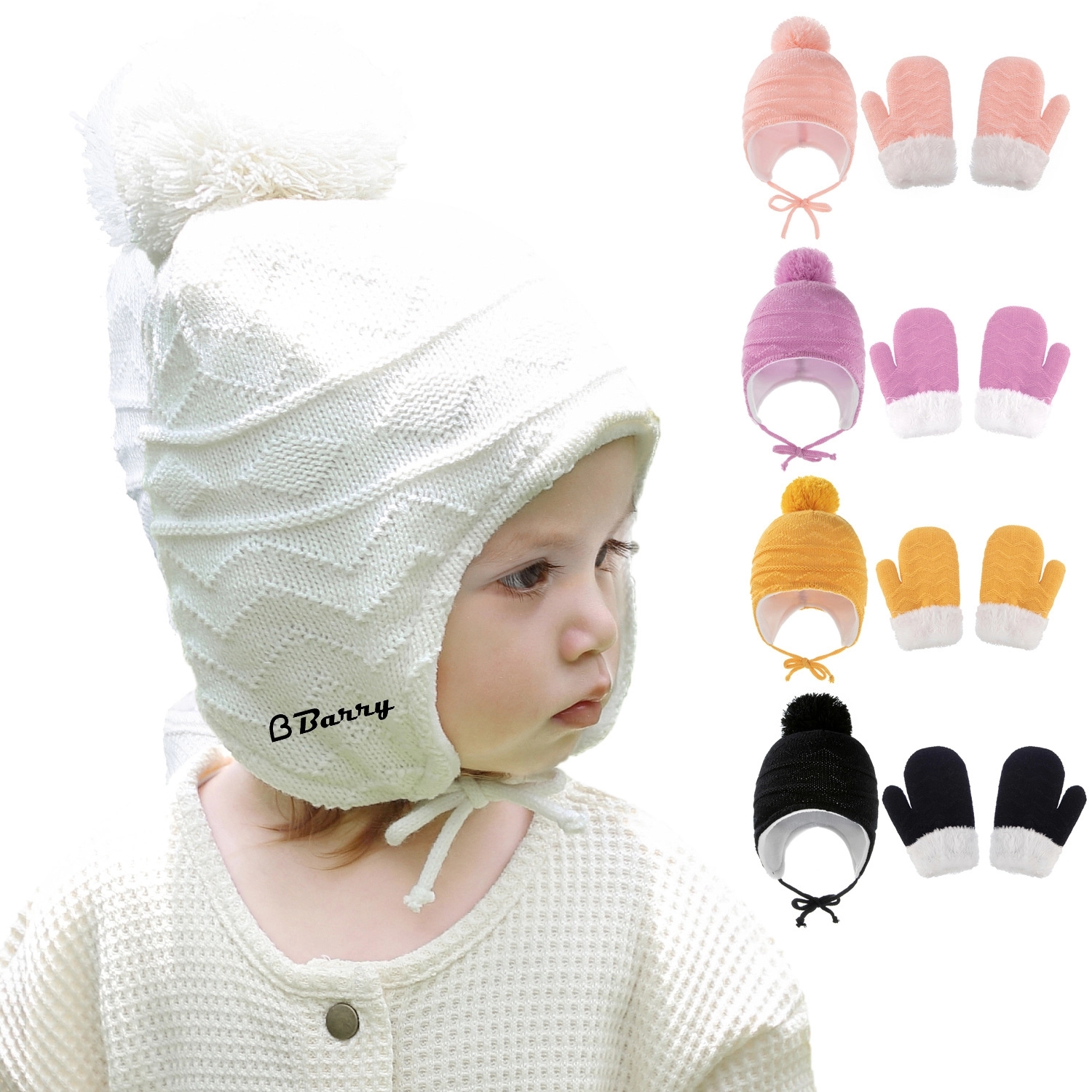 Soft Acrylic Toddler Winter Hat Mittens Set