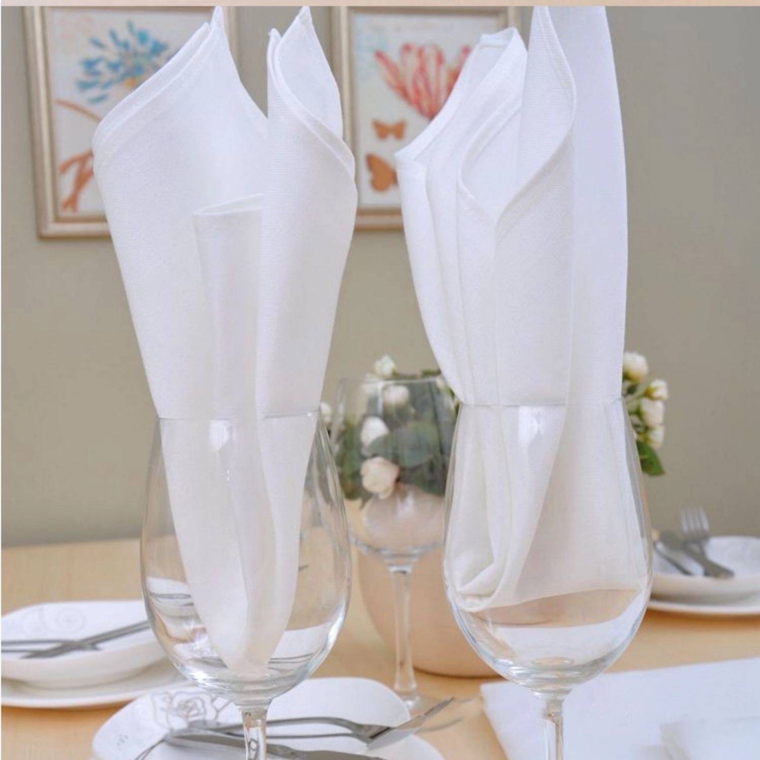 Cotton Linen Hem Stitch Dinner Napkins 20 X 20 Inch - Image 3