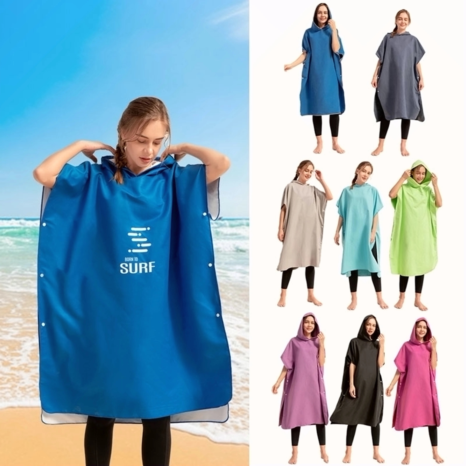 Surfing Beach Poncho Changing Robe With Hood