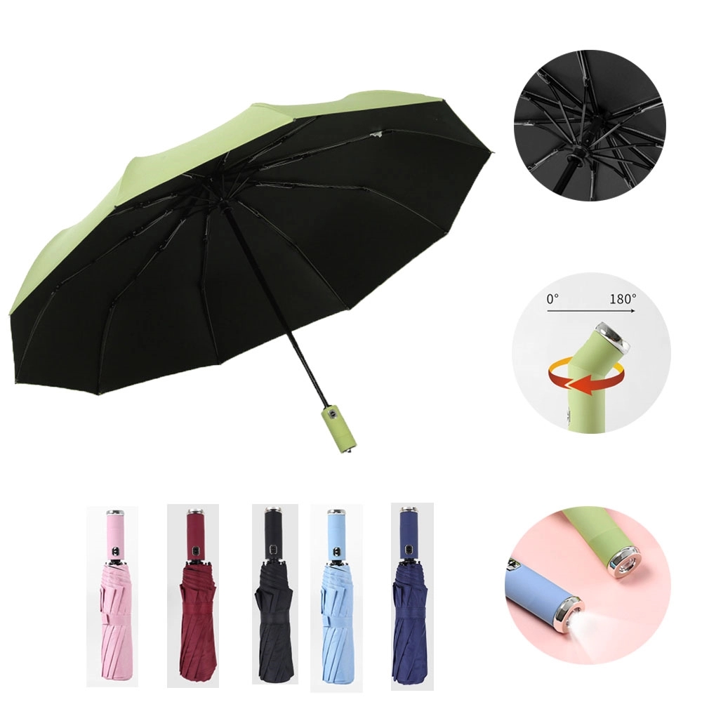 Large Windproof Reverse Rain Umbrellas With Flashlight