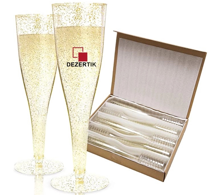 4.5oz Glitter Disposable Champagne Flutes