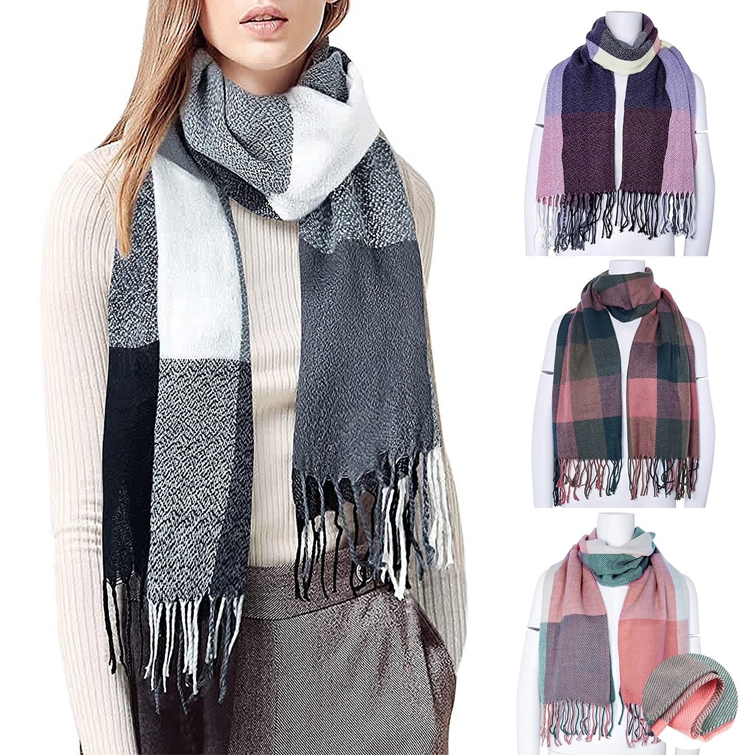 Fashion Long Plaid Shawls Wraps