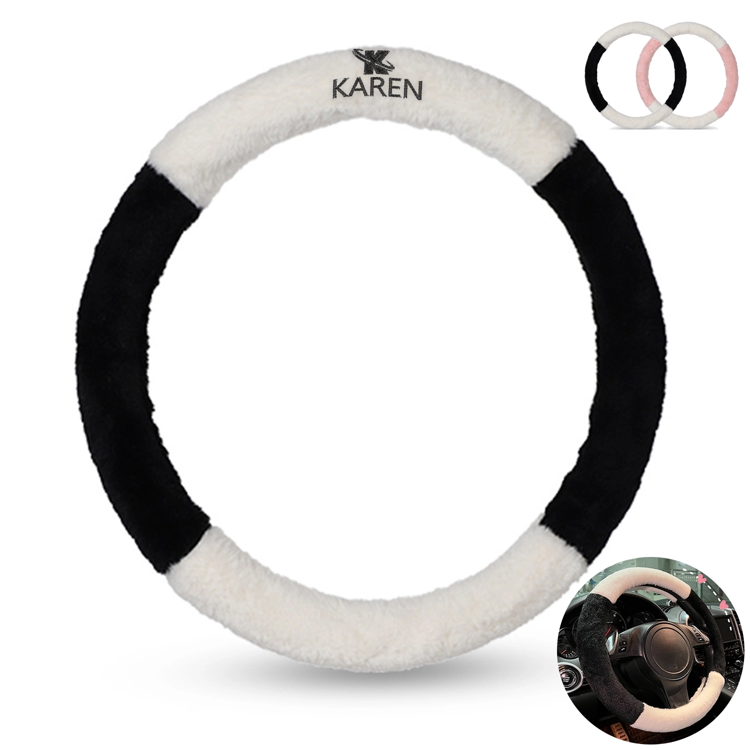 Elastic Microfiber Plush Steering Wheel Cover