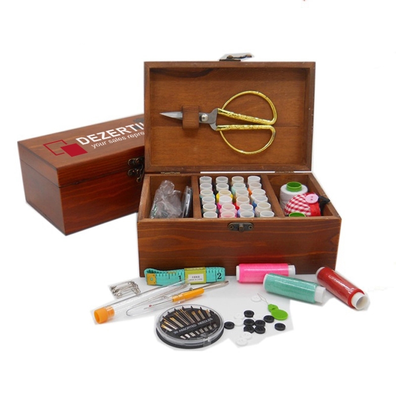 16 In 1 Sewing Kit Set In Wood Box