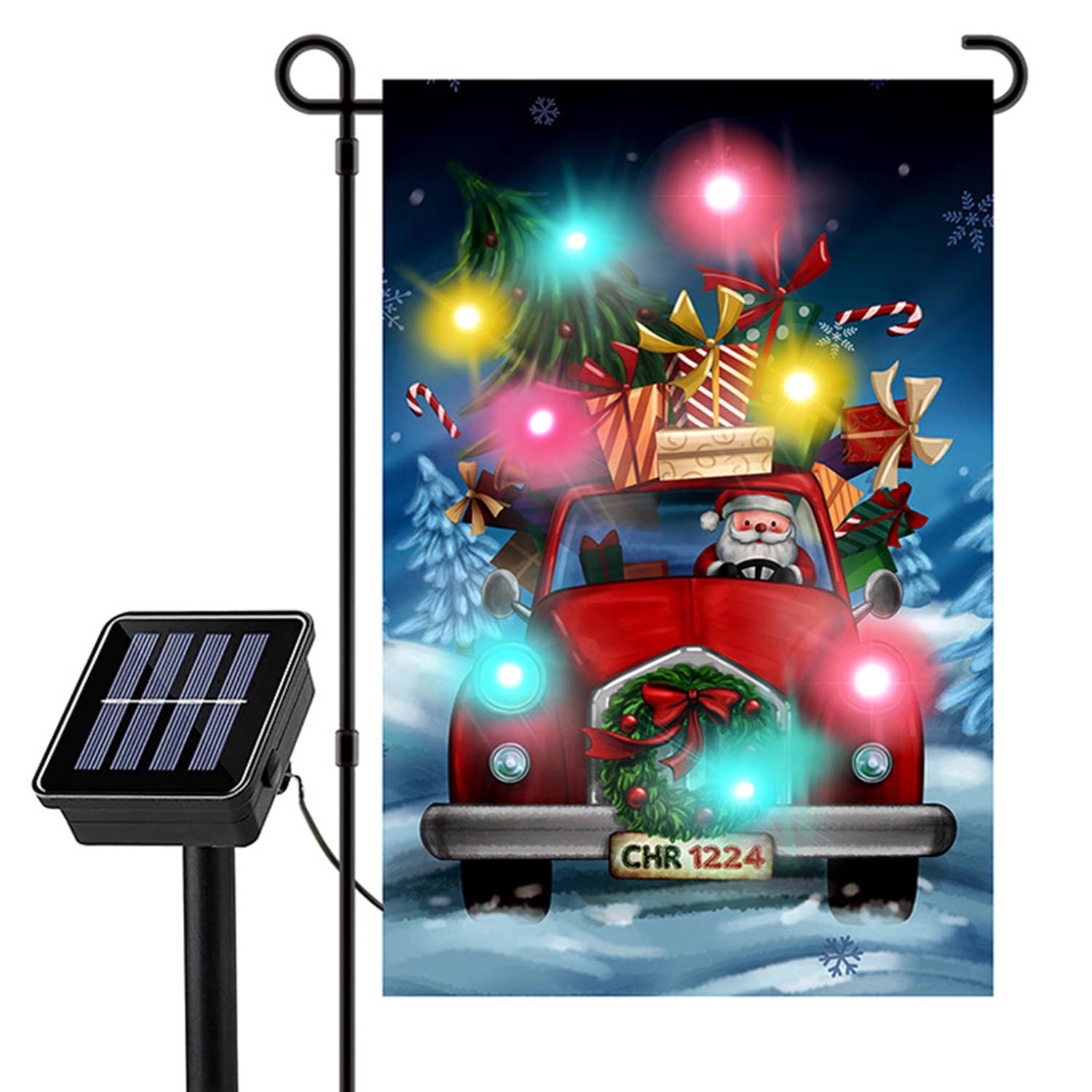 Garden Flag W/ Led Lights & Solar Powered Panel