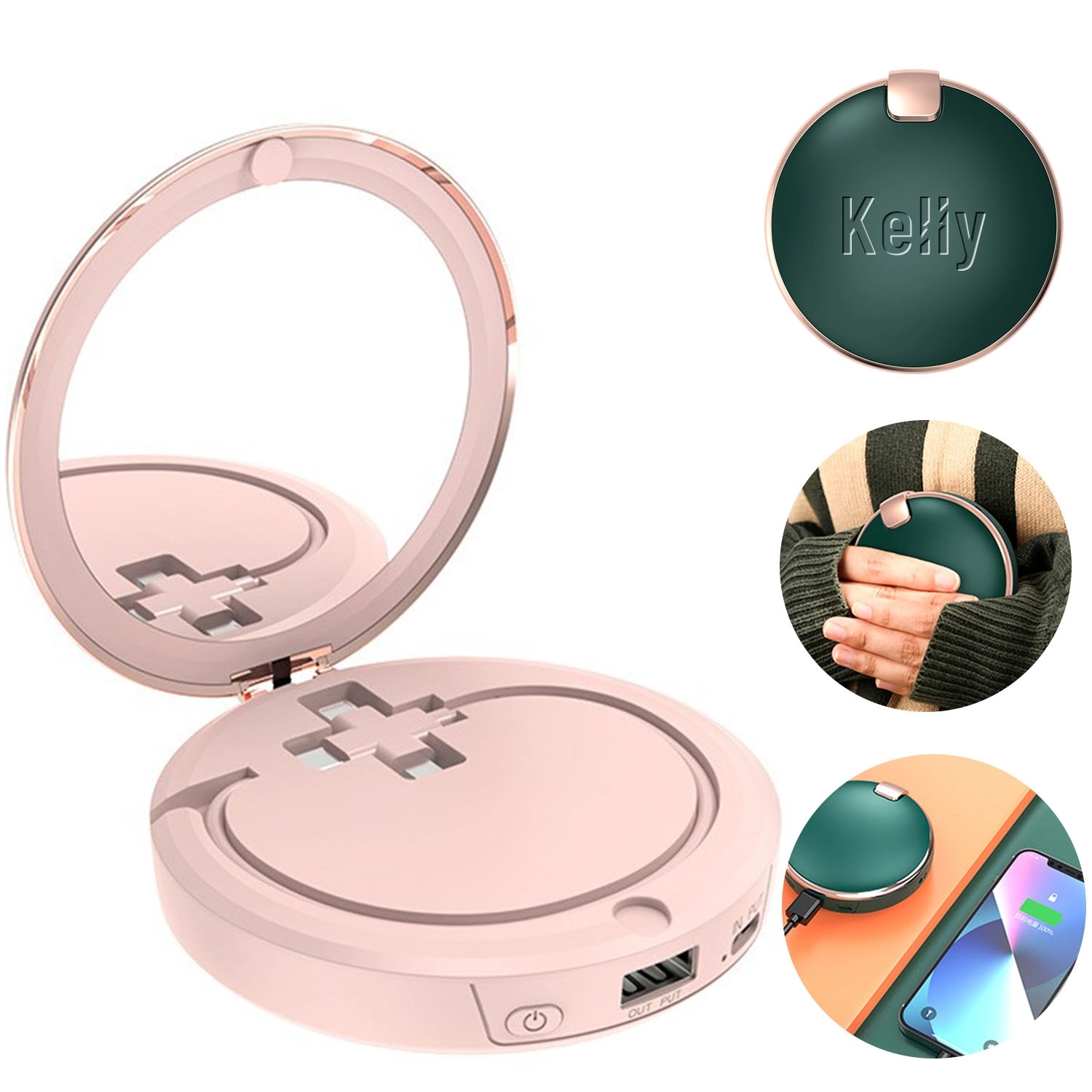 3 In 1 Hand Warmer With Led Mirror