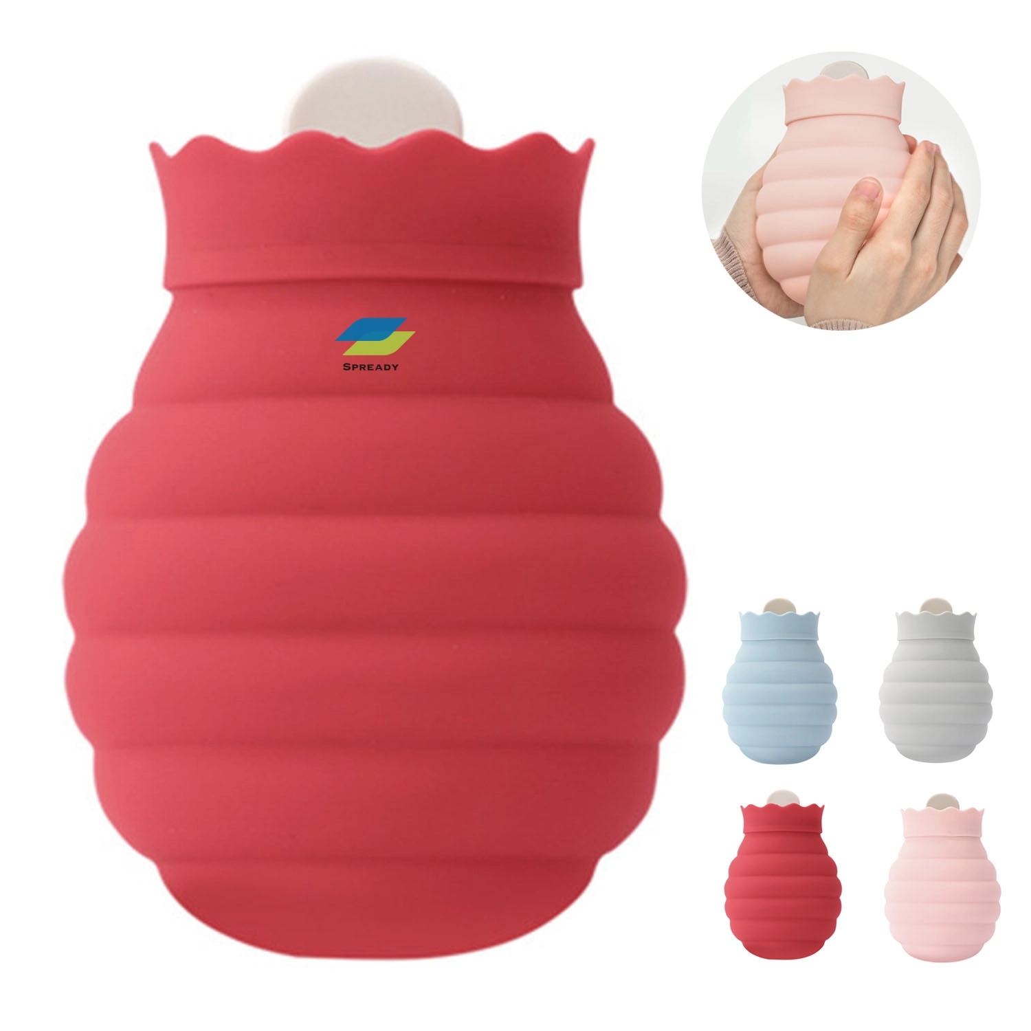 Platinum Silicone Hot Water Bottle With Knitted Cover