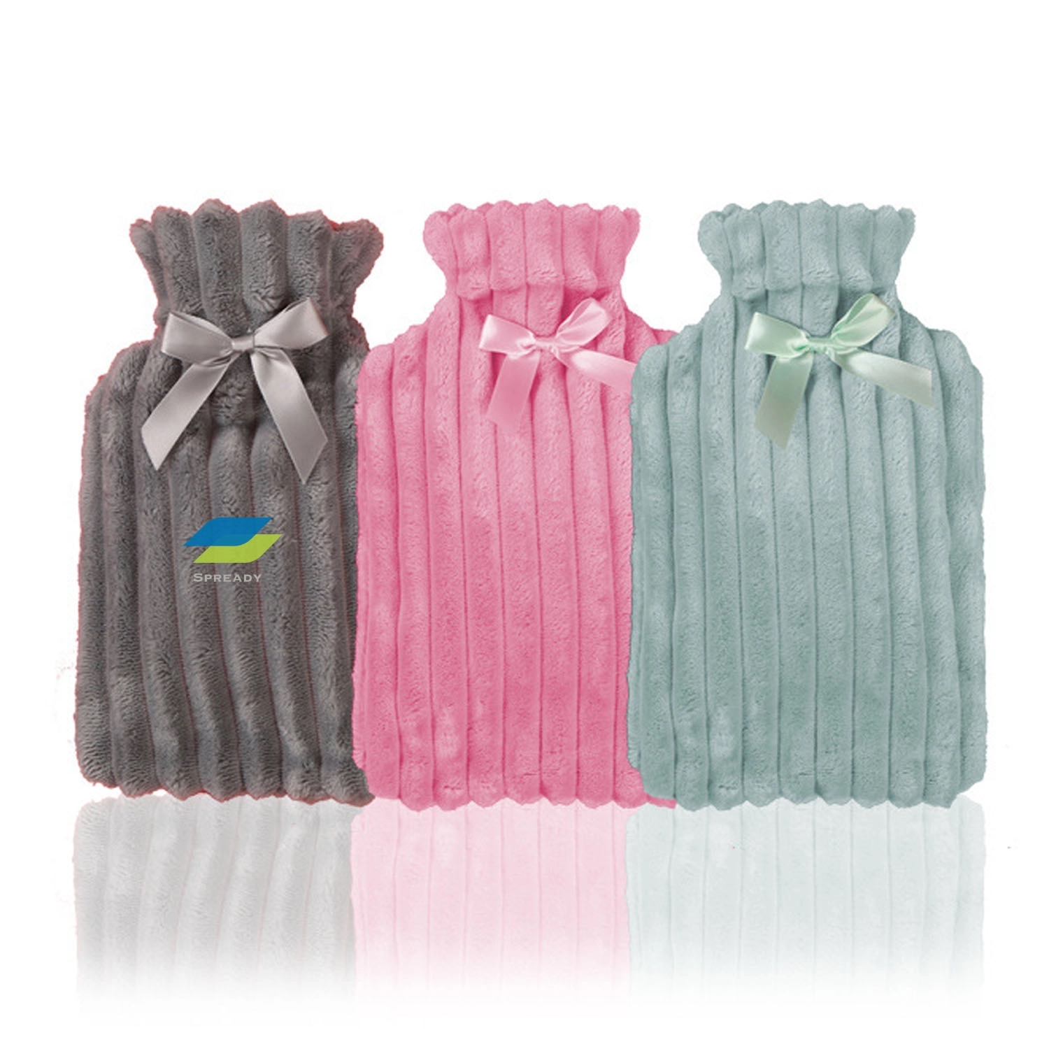 Hot Water Bottle With Fluffy Coral Fleece Cover