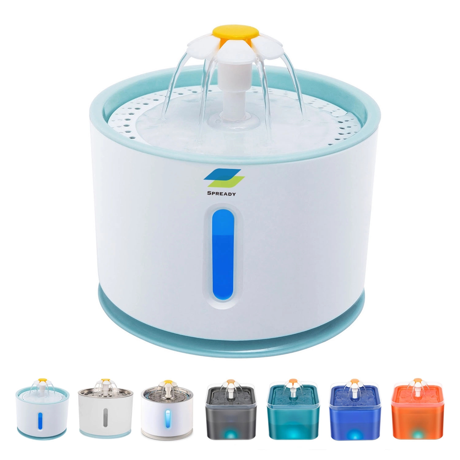 2.4L Automatic Led Light Pet Water Fountain With 4 Flow