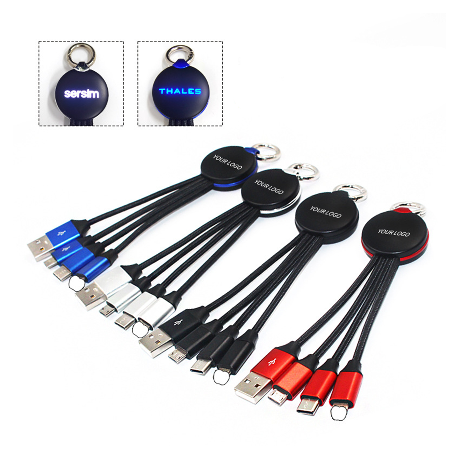 Led Light 3 In 1 Keychain Charging Cable