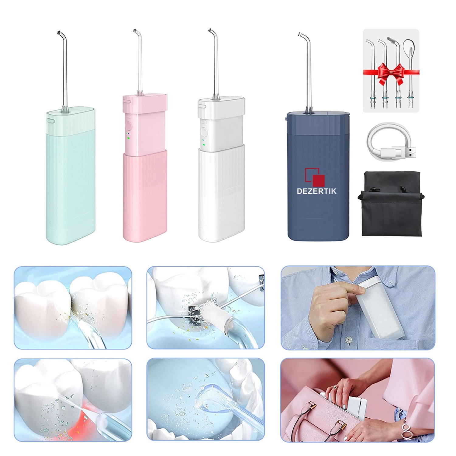 Travel Water Flosser Teeth Dental Cordless Cleaner
