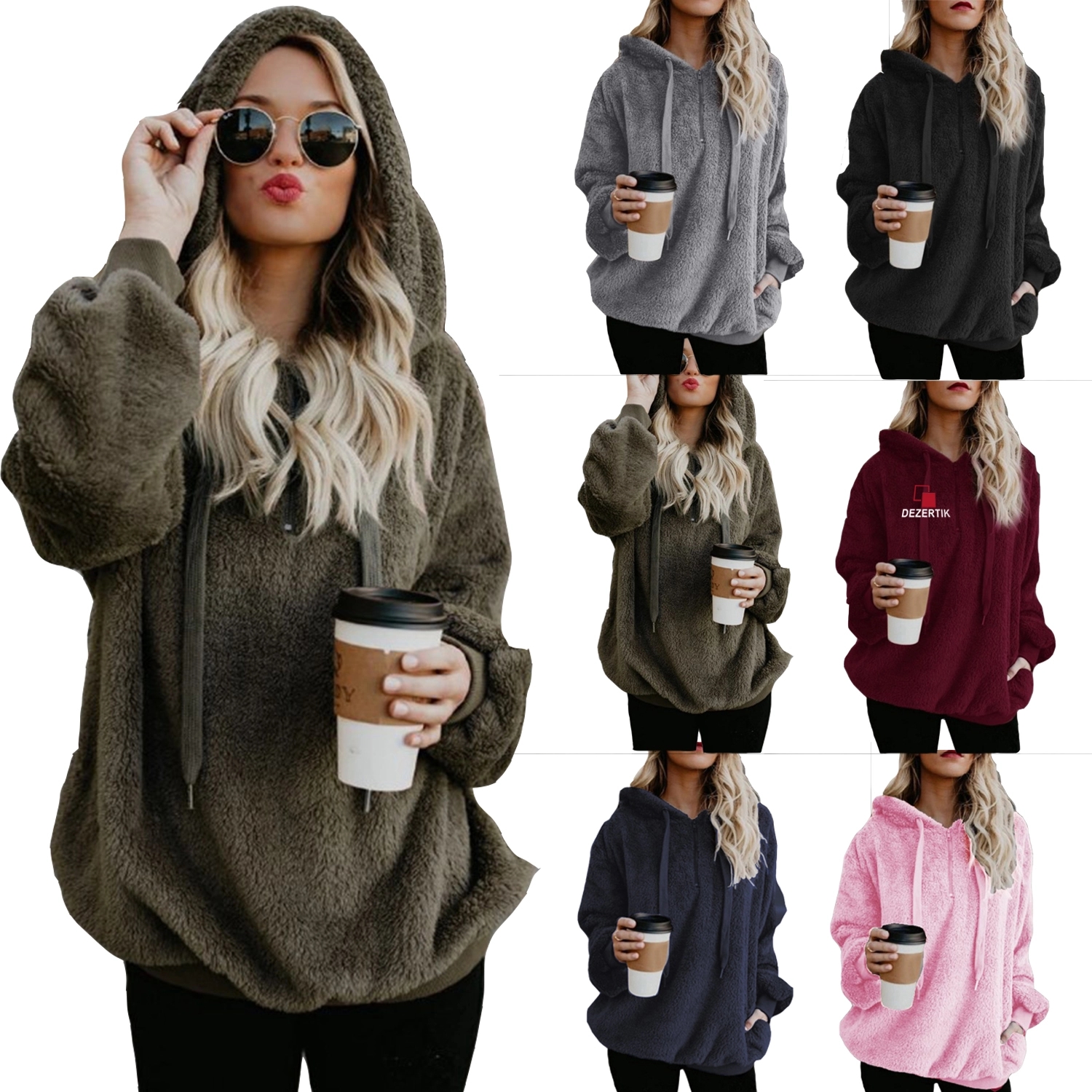 Women'S Oversized Fuzzy Pullover Hoodies