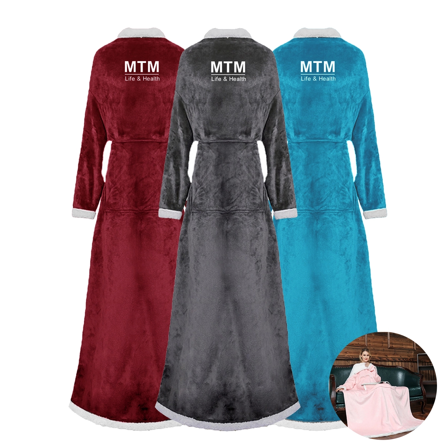 Oversized Microfiber & Sherpa Wearable Blanket