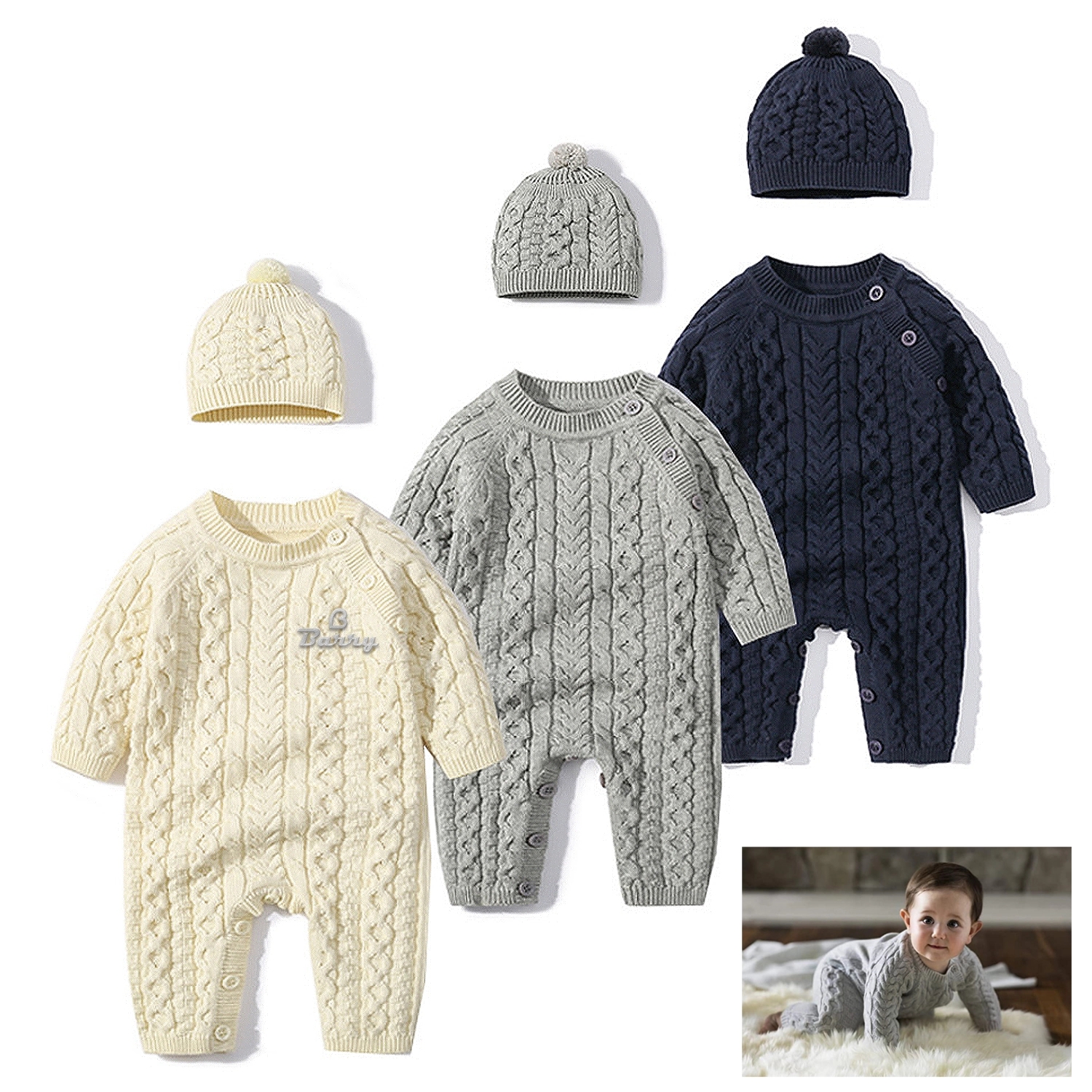 Baby Long Sleeve Jumpsuit Clothes With Hat
