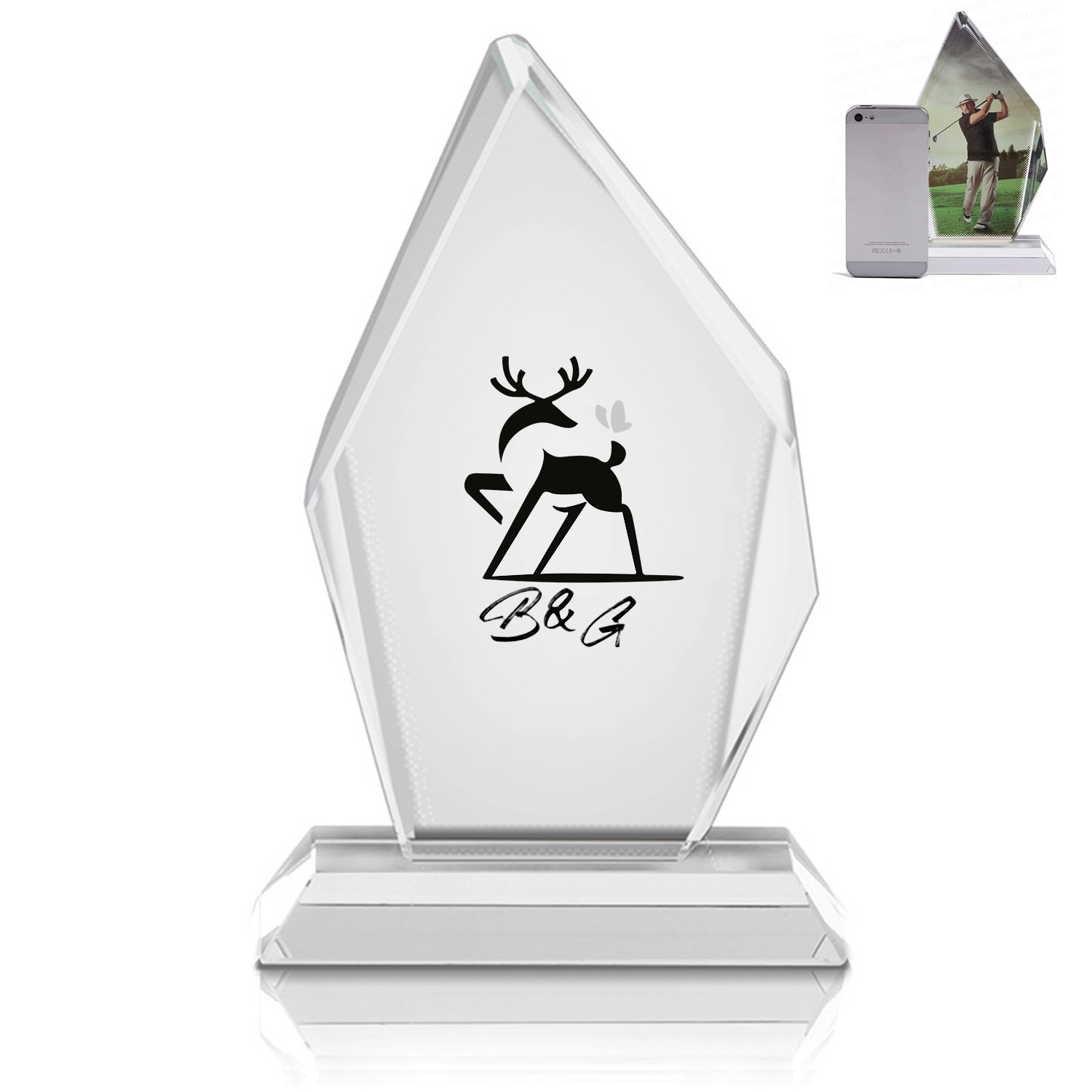 6 Square Inch Custom Acrylic Desk Plaque W/ Stand