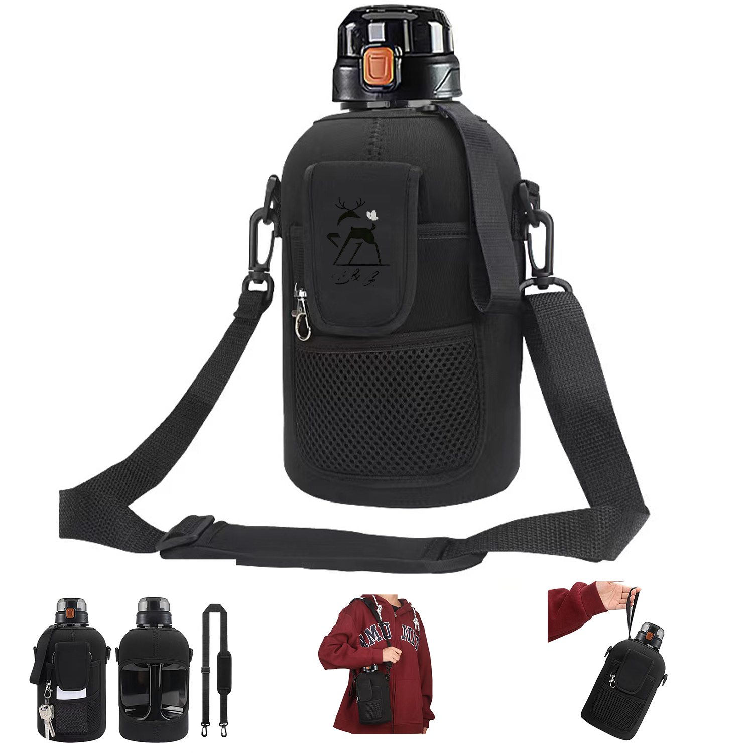 Half Gallon Water Bottle With Storage Sleeve