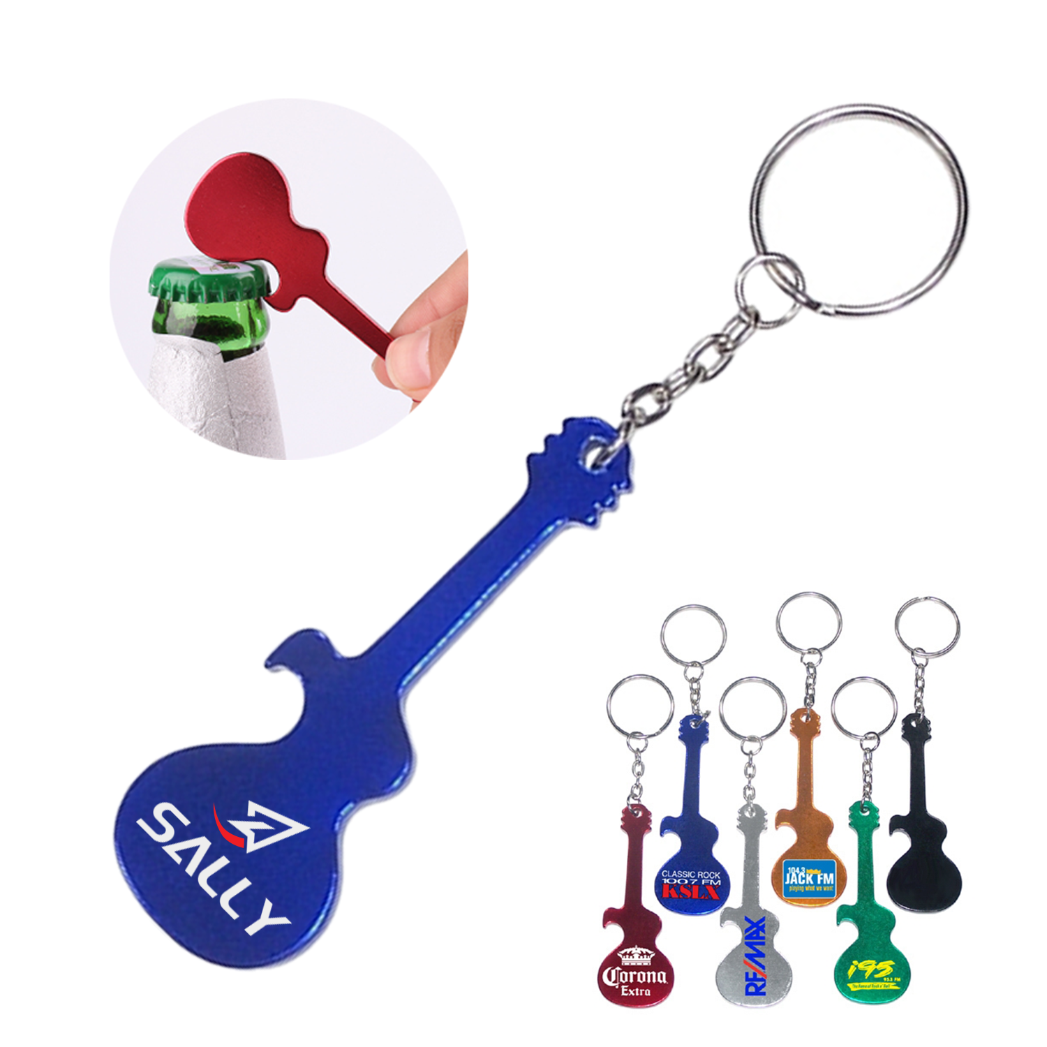 Guitar Shaped Bottle Opener with Keychain