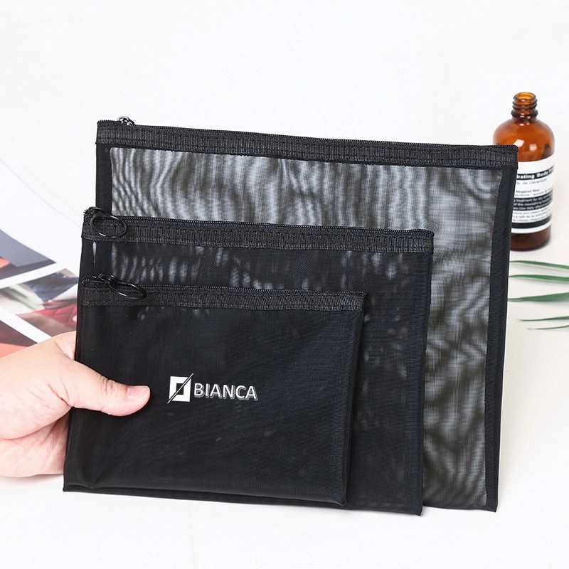 Black mesh storage bag
