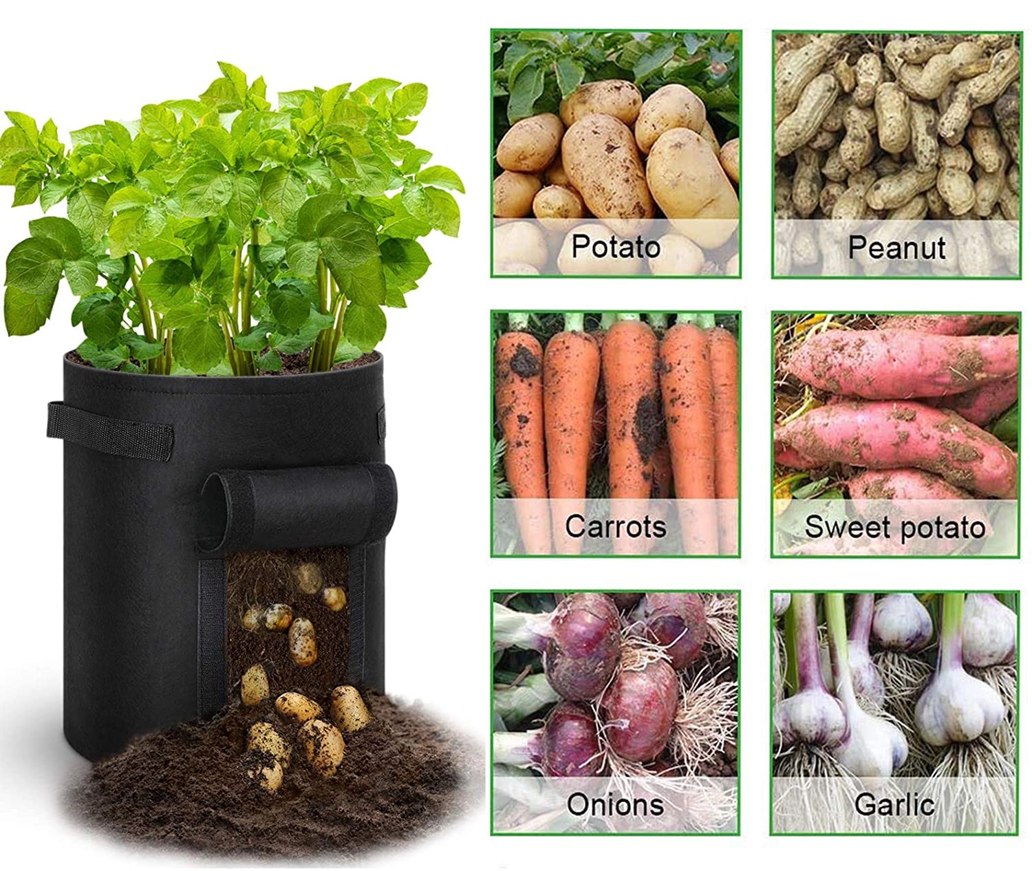7 Gallons Non-woven Potato Vegetable Grow Bag With Handle - Image 3
