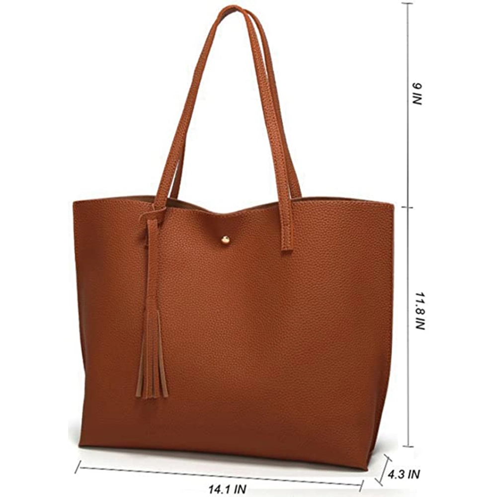 Soft Faux Leather Tote Shoulder Bag - Image 10