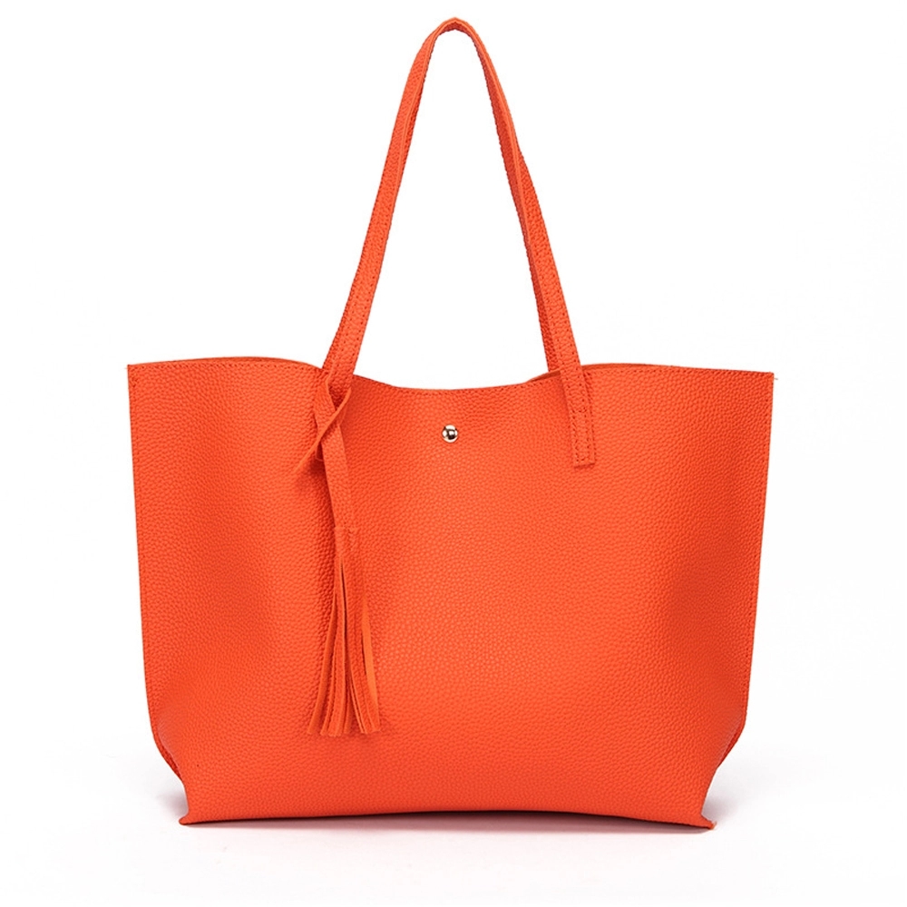 Soft Faux Leather Tote Shoulder Bag - Image 16