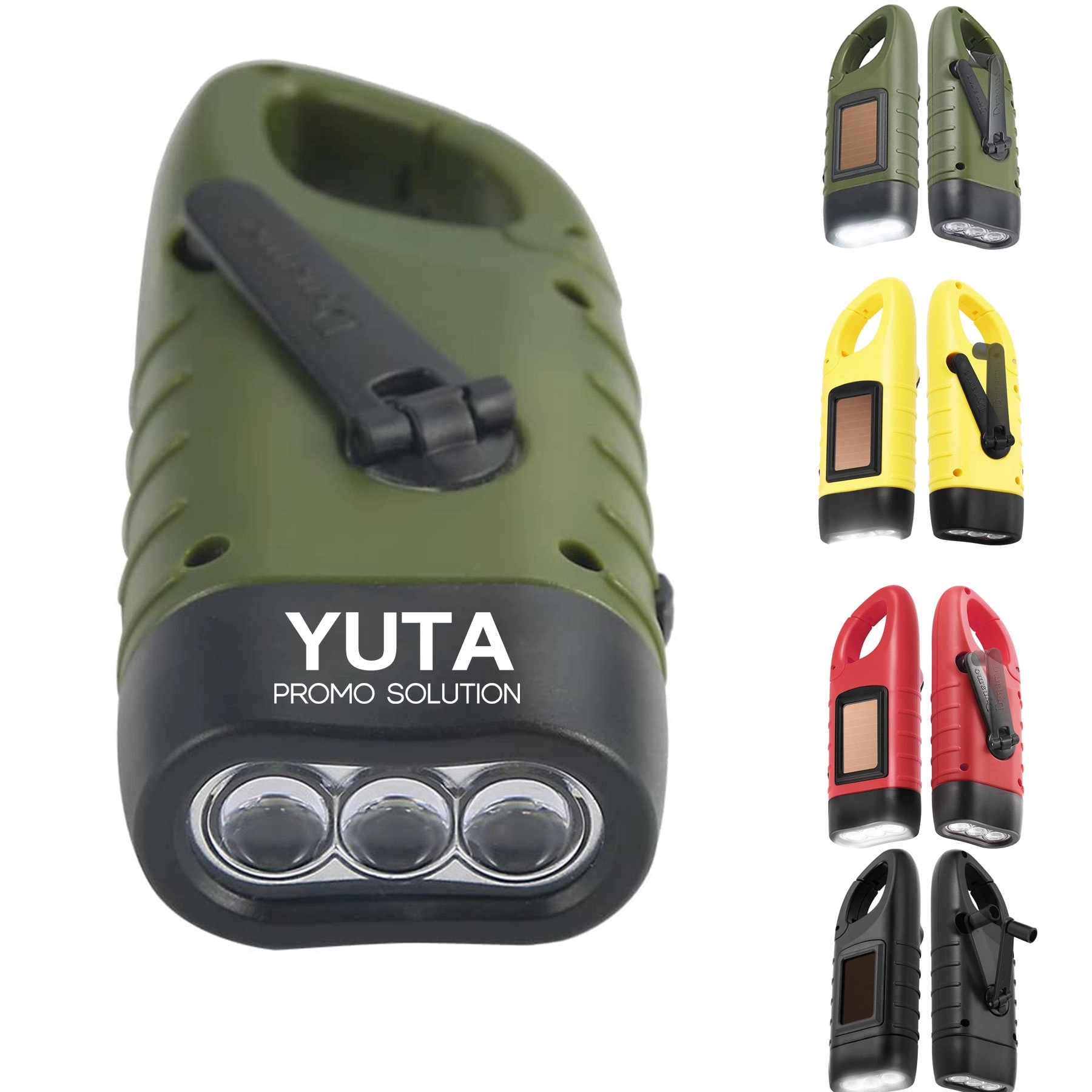 Emergency Hand Crank Solar Powered Rechargeable Flashlight