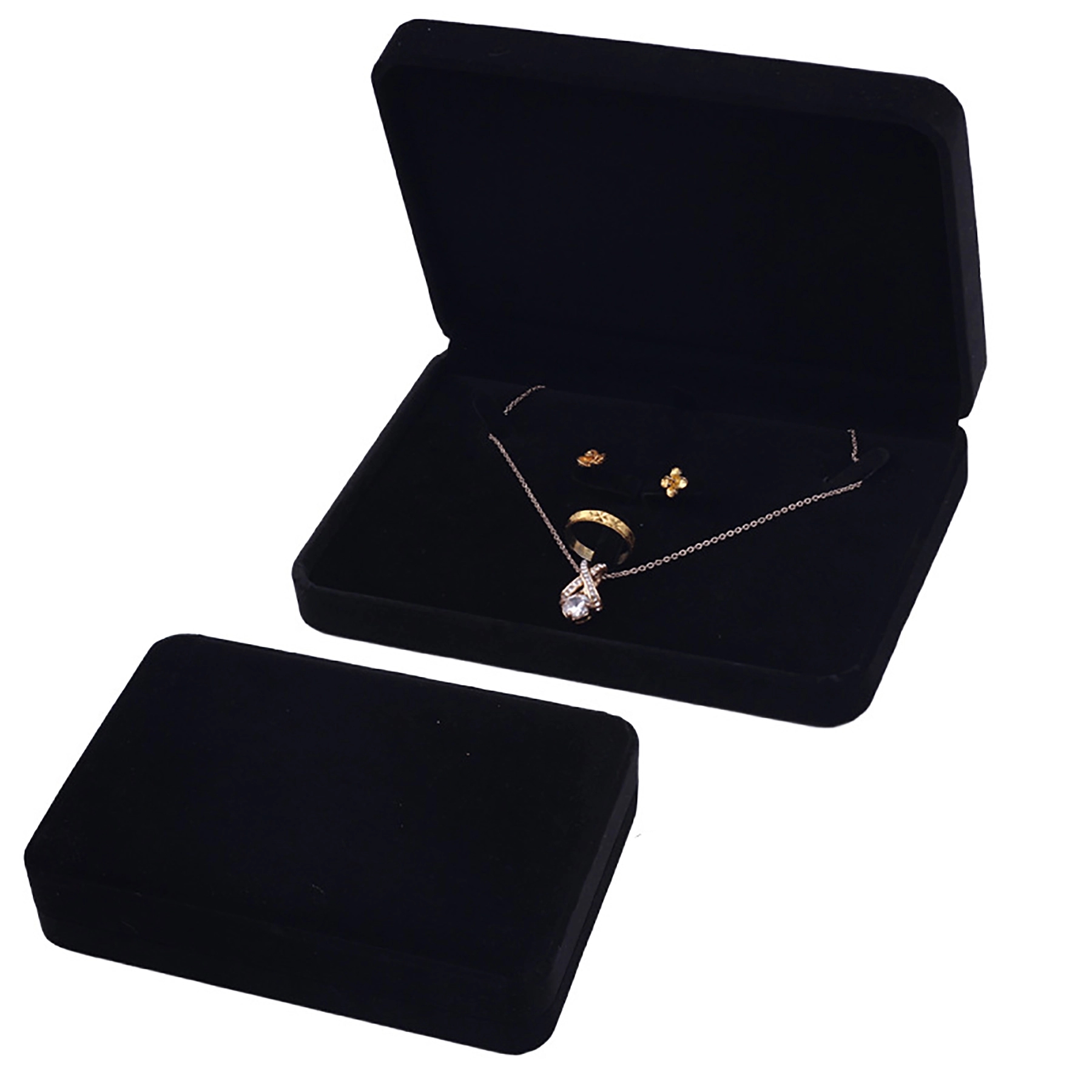 Large Velvet Jewelry Set Box Necklace Ring Earring Pendant