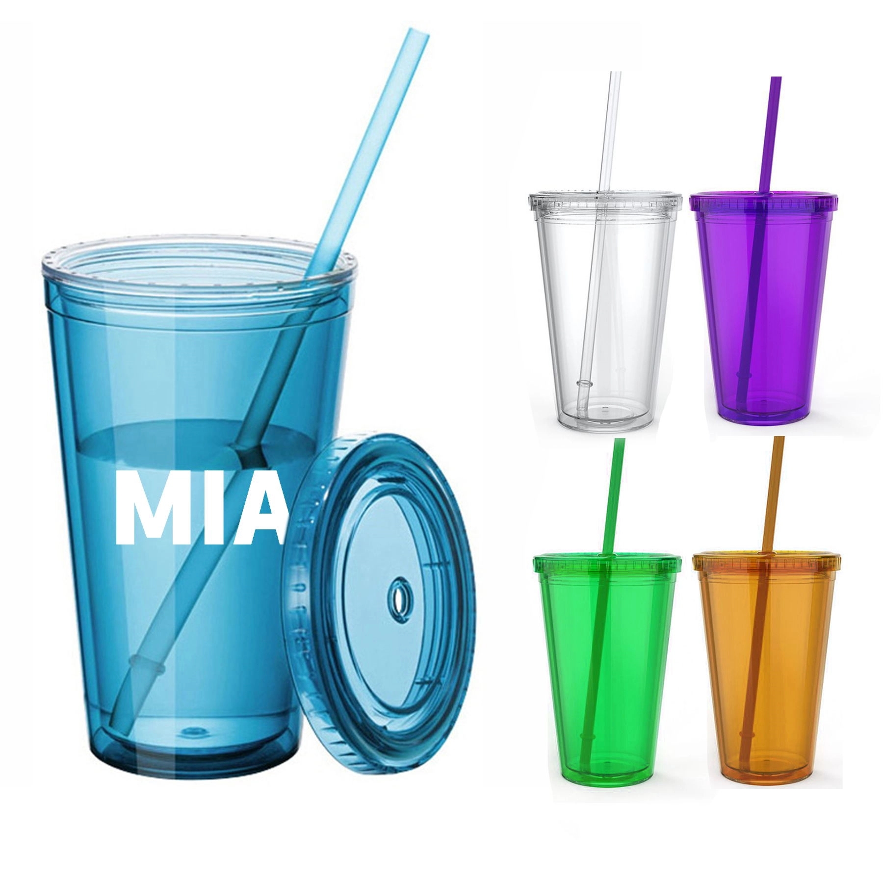 Summer Colorful Bottle With Straw