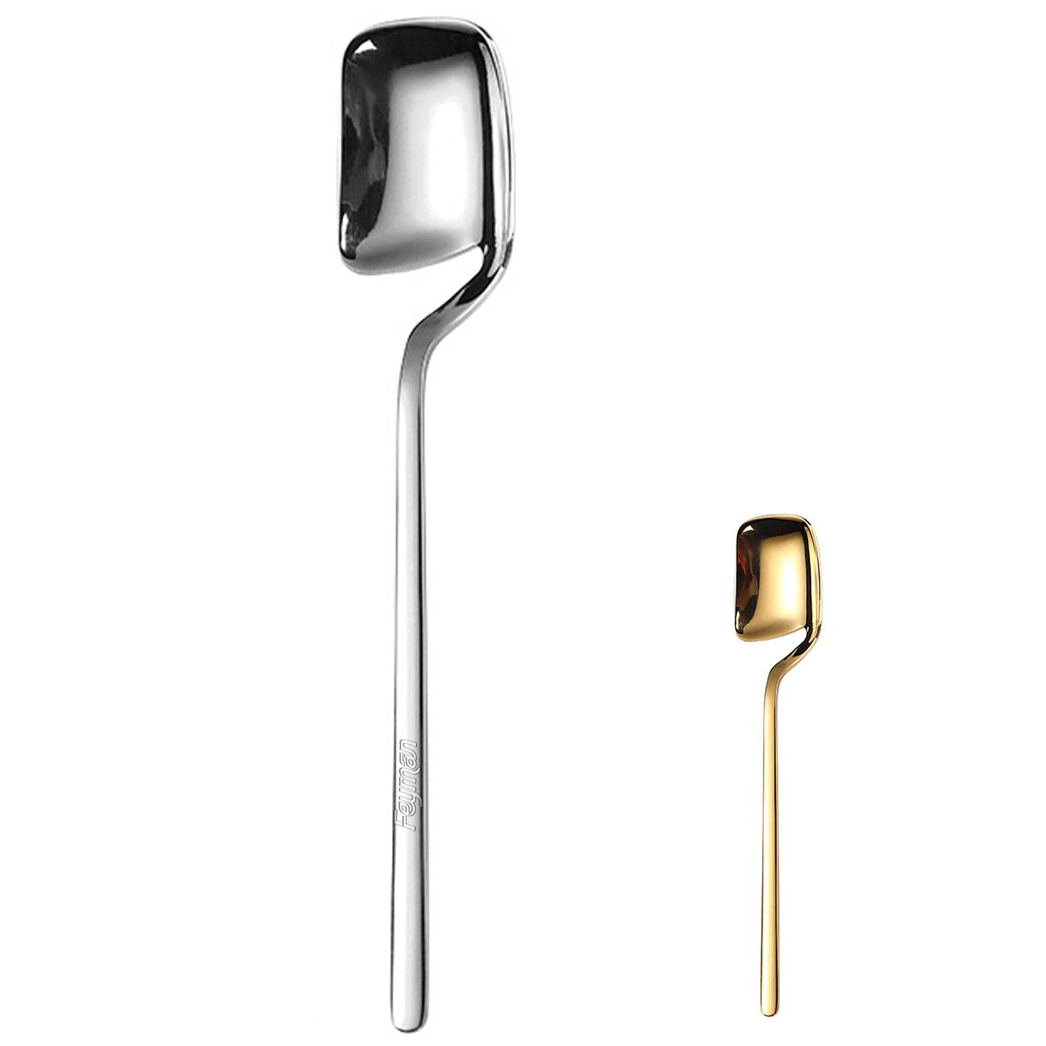 Side Hanging Square Head Stainless Steel Spoon