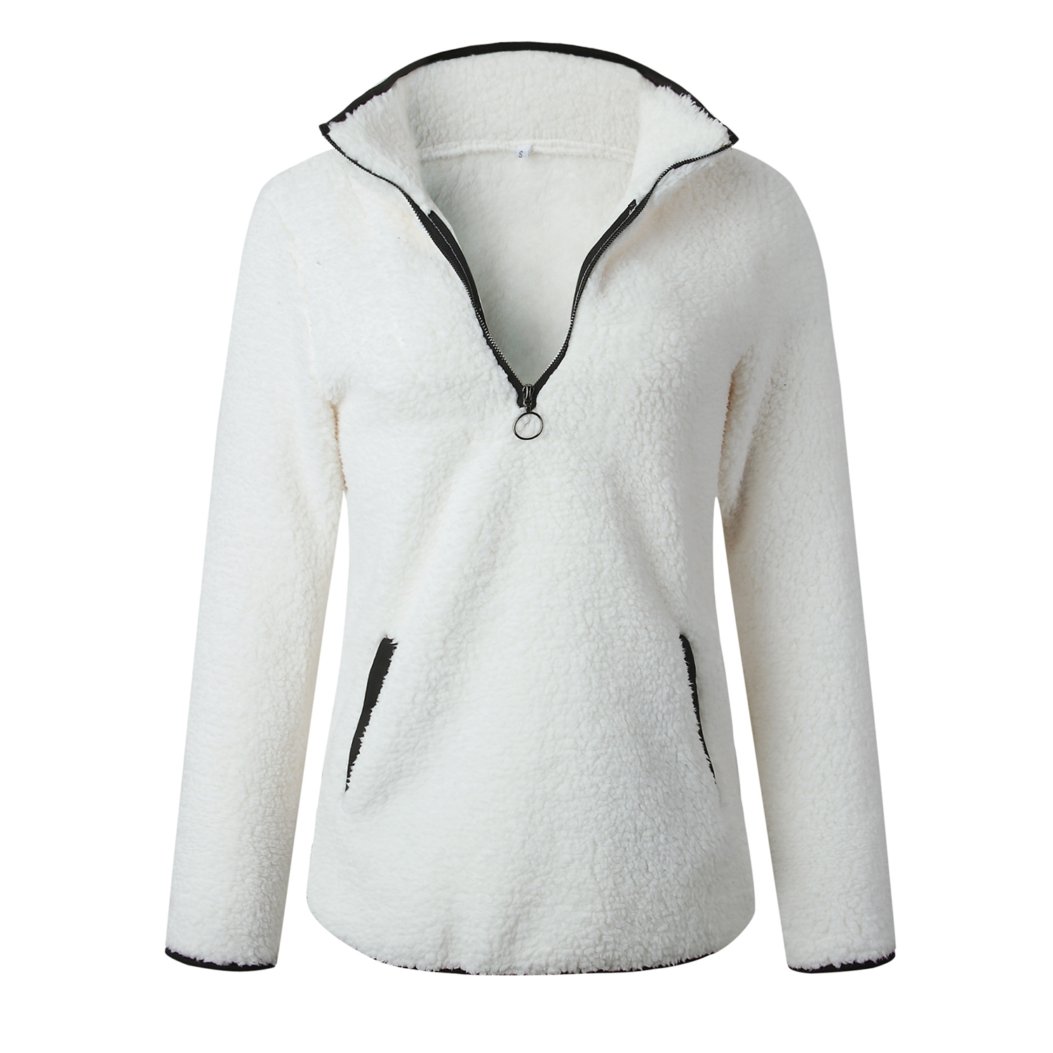 Winter Women's Fuzzy Long Sleeve Zipper Jacket - Image 4