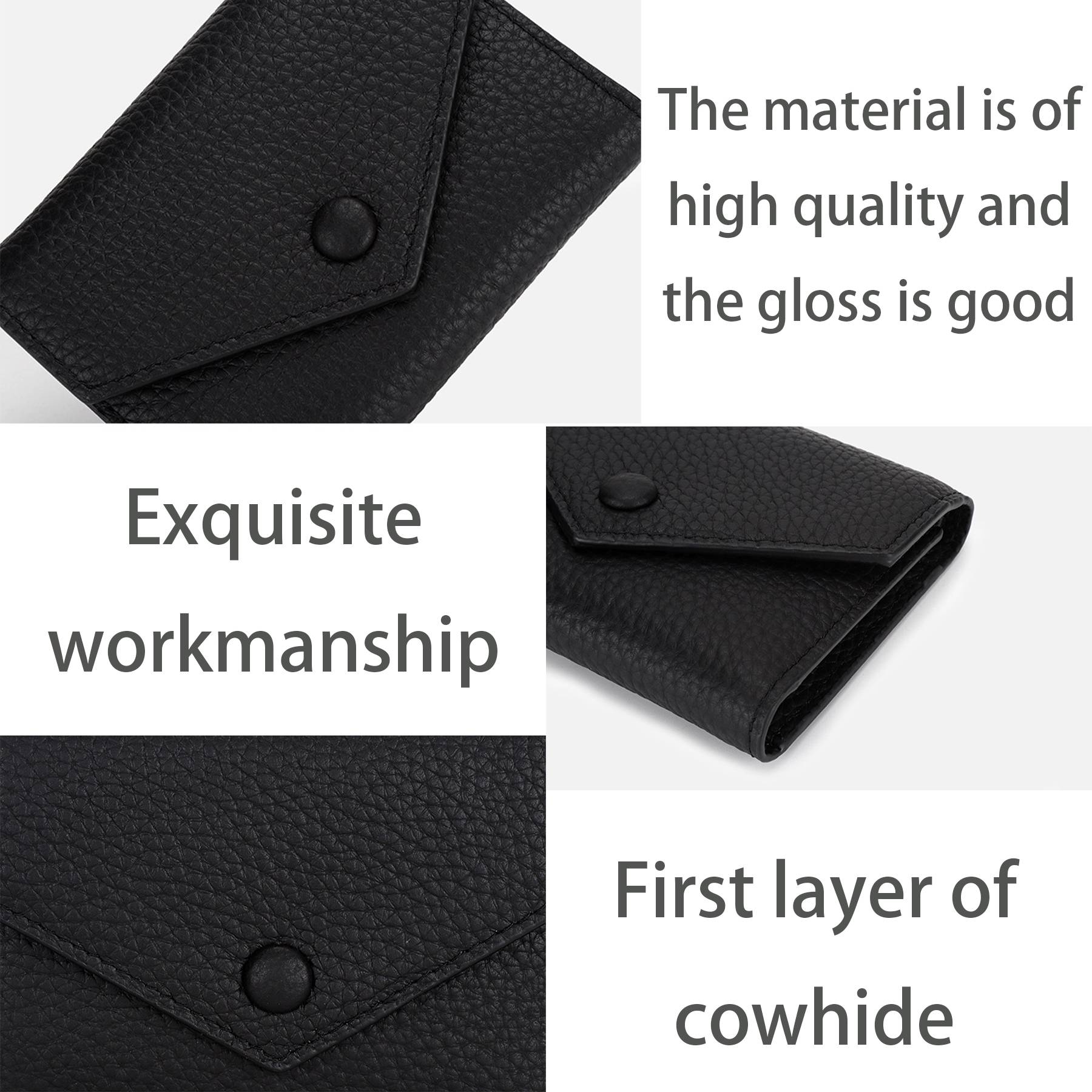 Genuine Leather Simple folding envelope coin wallet - Image 10