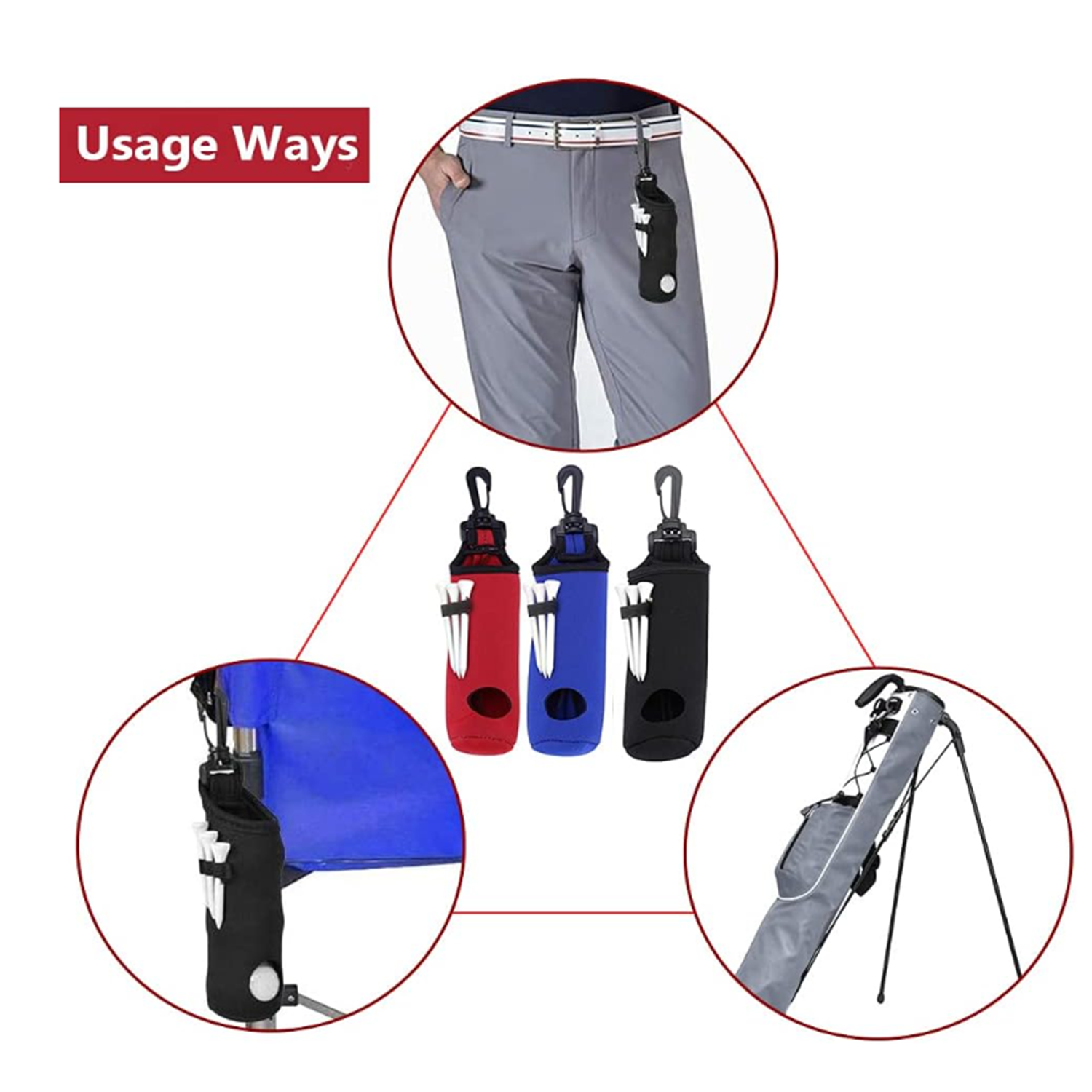 Portable Storage Bag With Golf Ball 3 Tees - Image 5