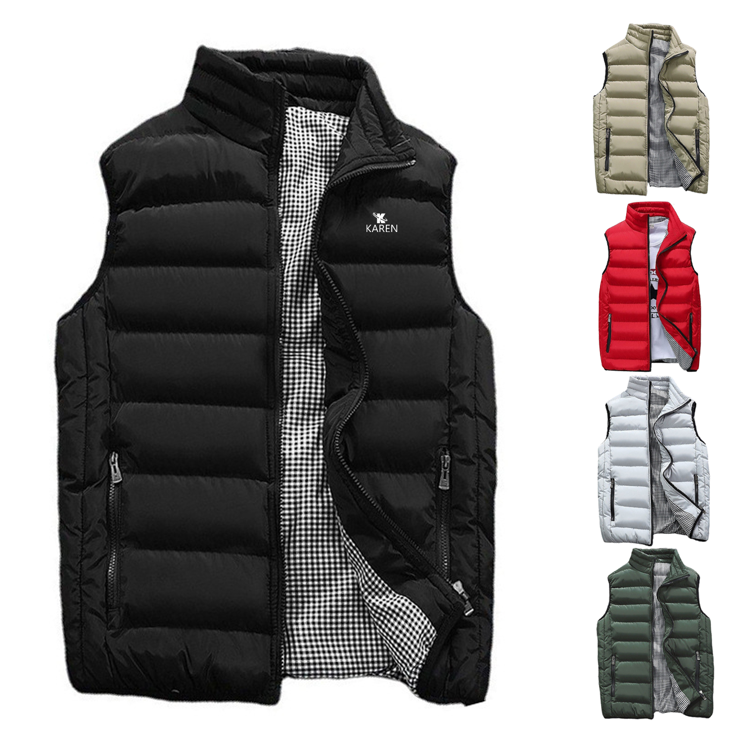 Mens Solid Winter Sleeveless Vest