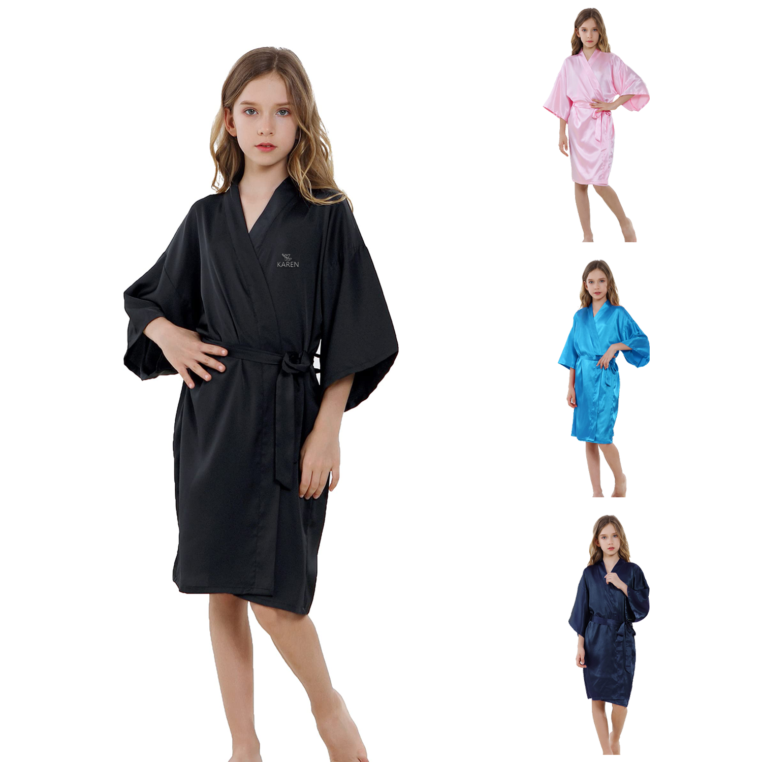 Kids Girl's Satin Silky Kimono Robe