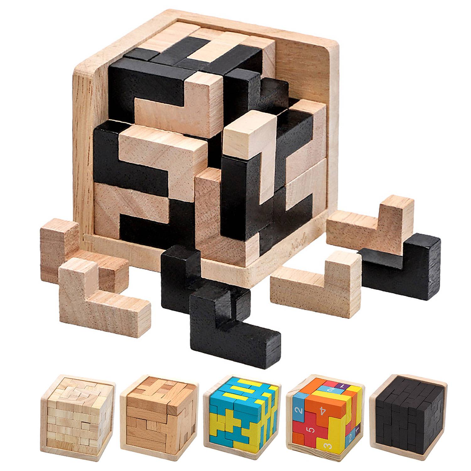 54pcs Fun Wooden Square Building Block Puzzle Toy