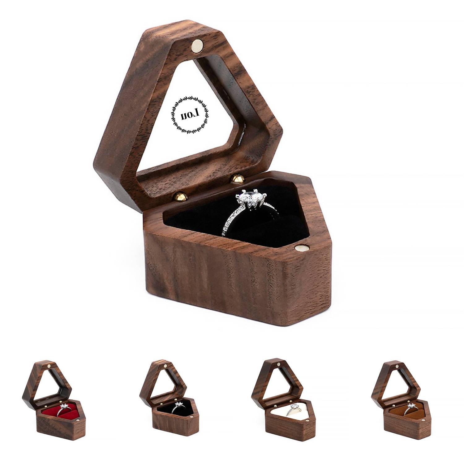 Wood Ring Box(Triangle Shape)