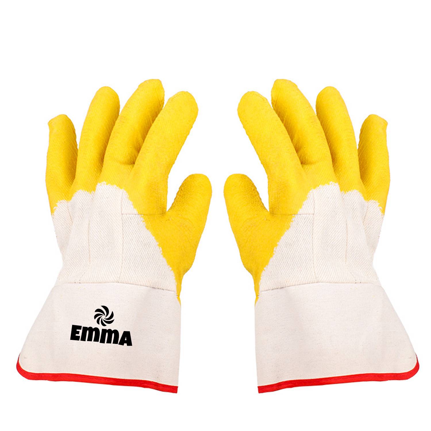 Safety Rubber Palm Gloves Cotton Canvas Liner
