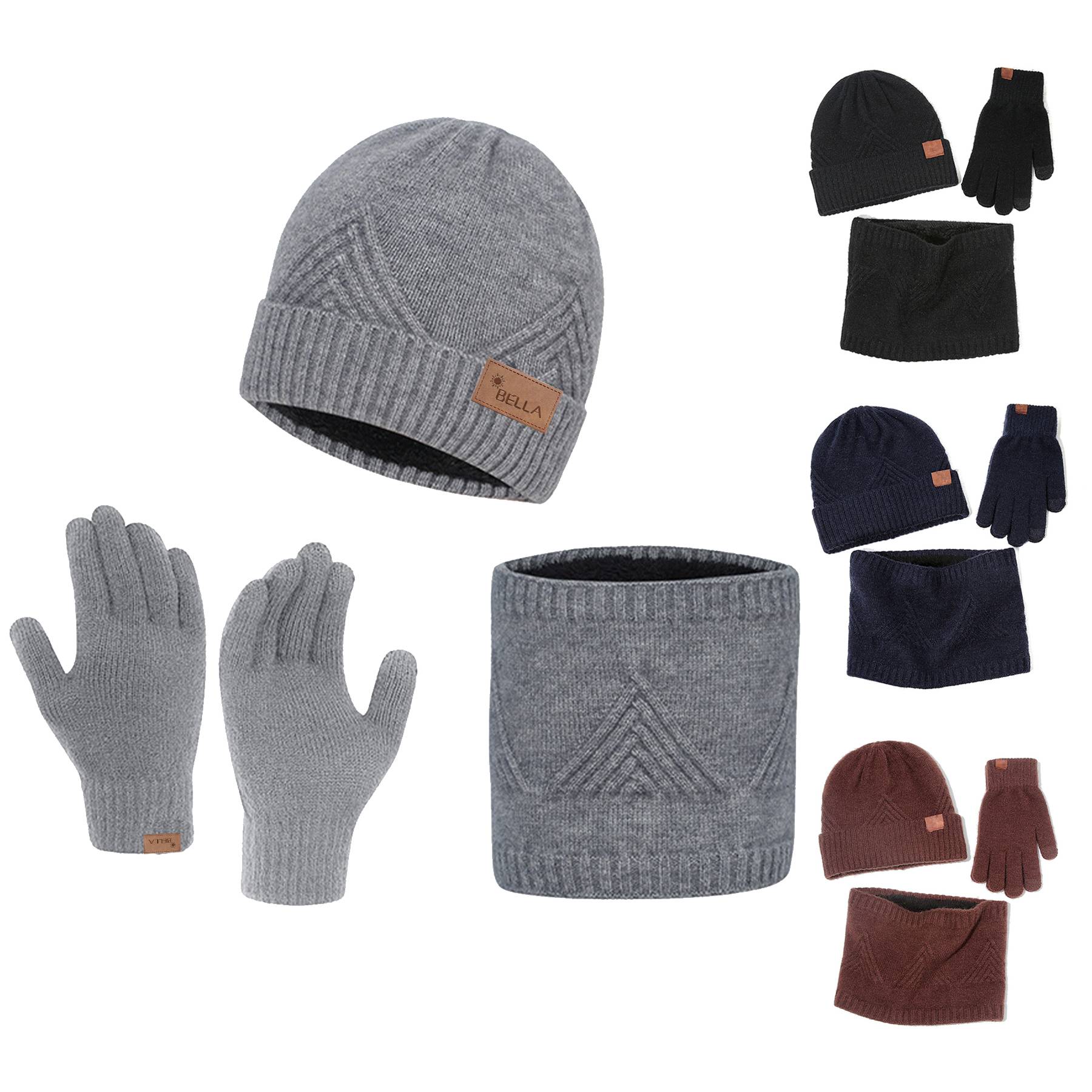 Winter Hat Scarf Gloves for Men Women