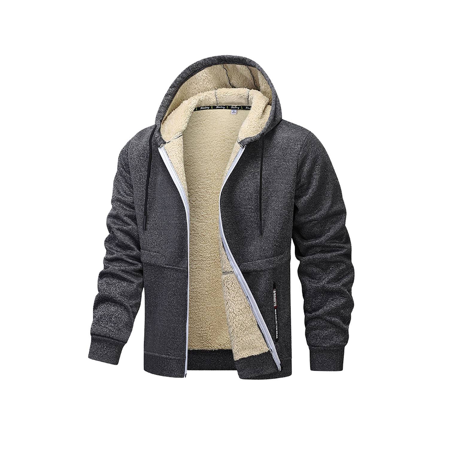 Men Windproof Fleece Lined Heavyweight Hooded Jacket - Image 4
