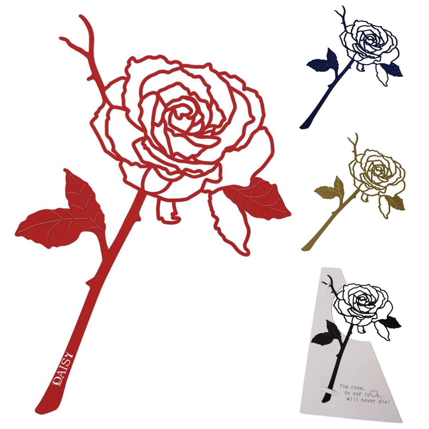 Rose Shaped Metal Bookmark for Book Lovers