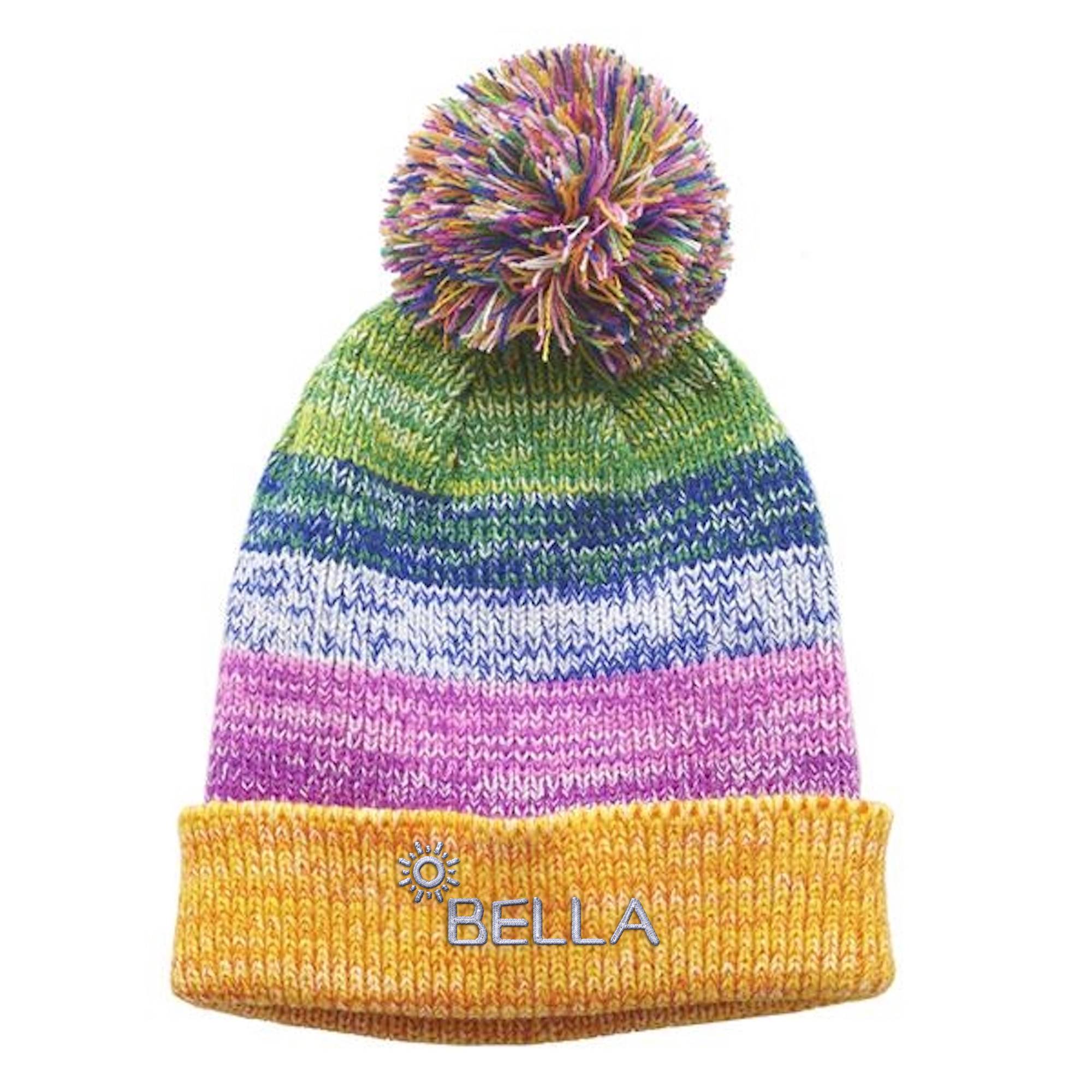 Rainbow Pom Beanie