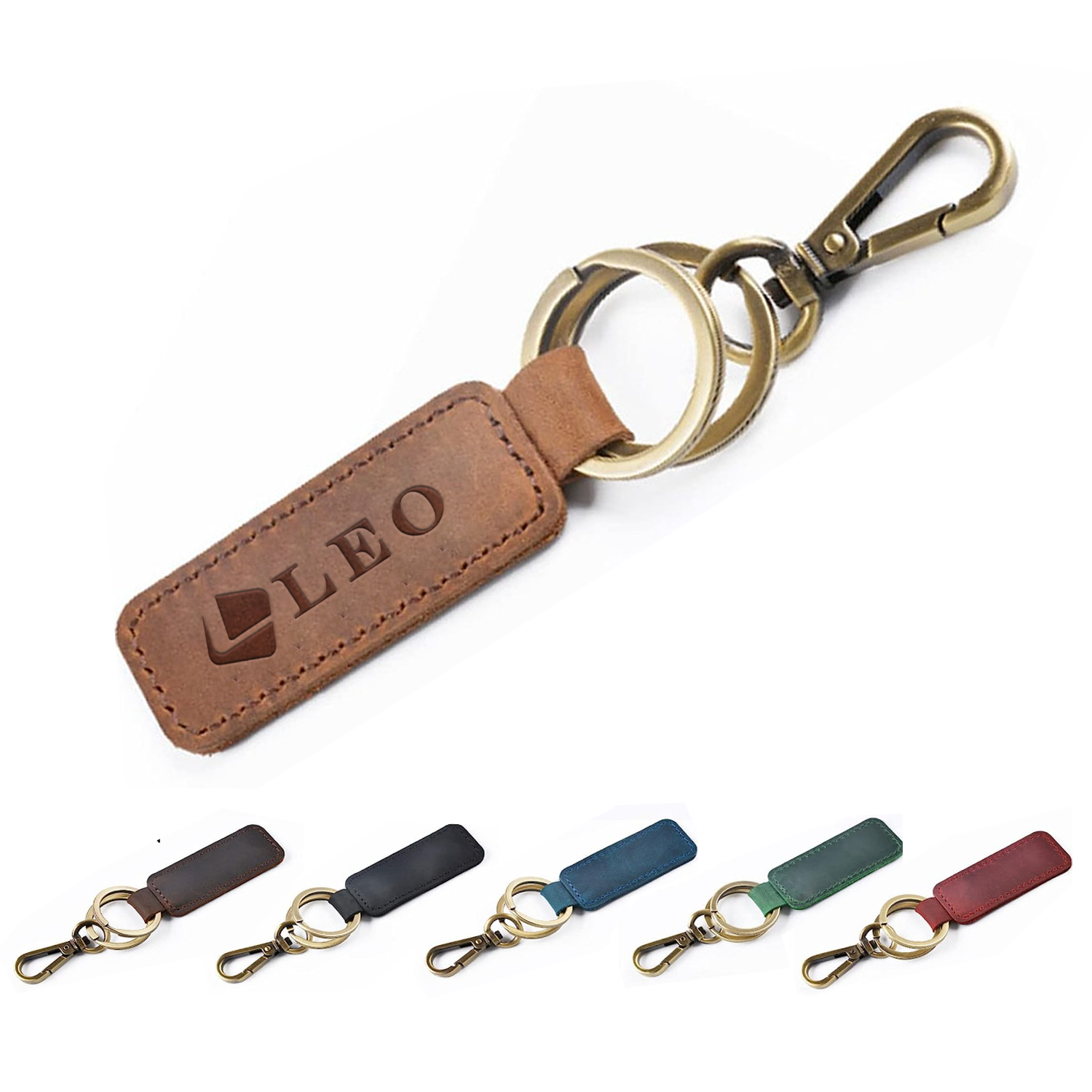 Genuine Leather Tag Keychain