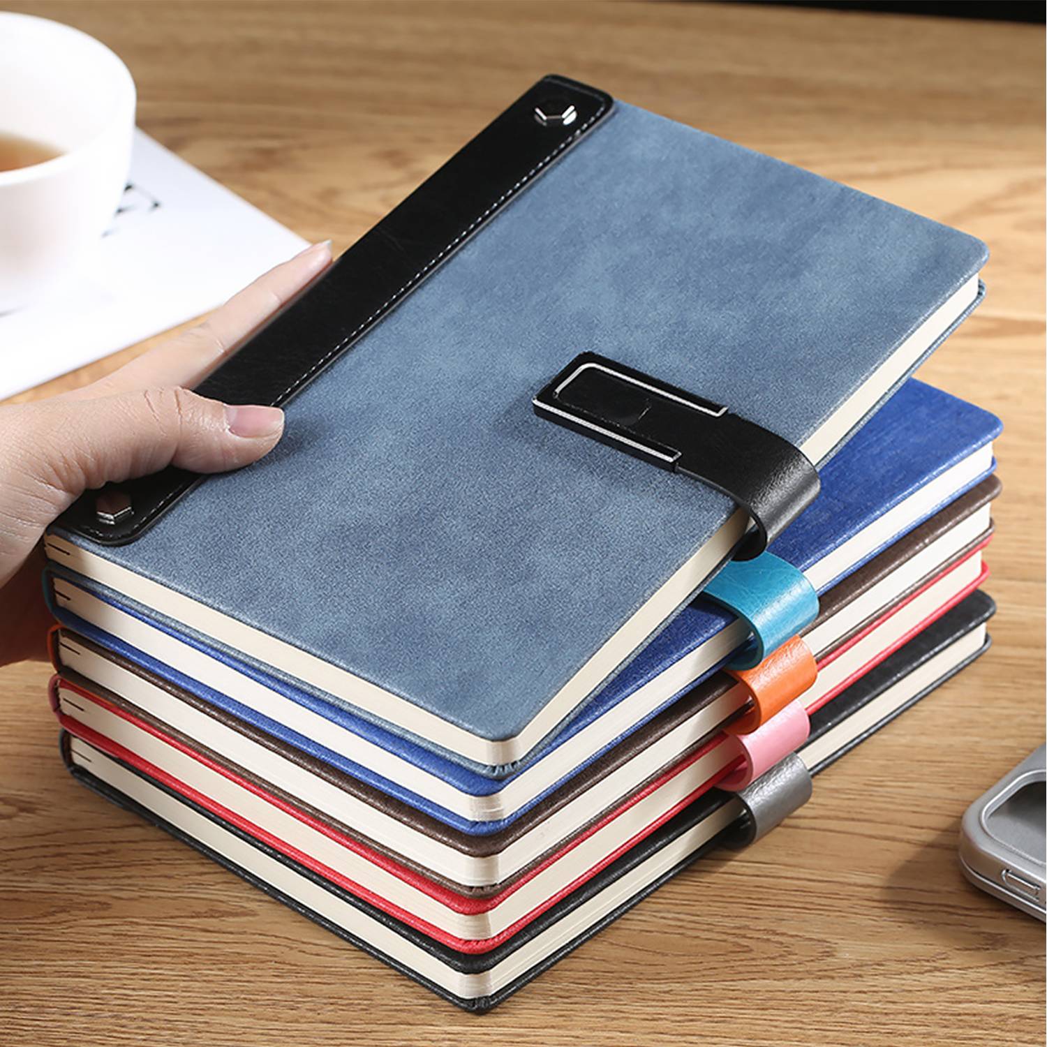 A5 PU Leather Business Notebook w/ Buckle - Image 3