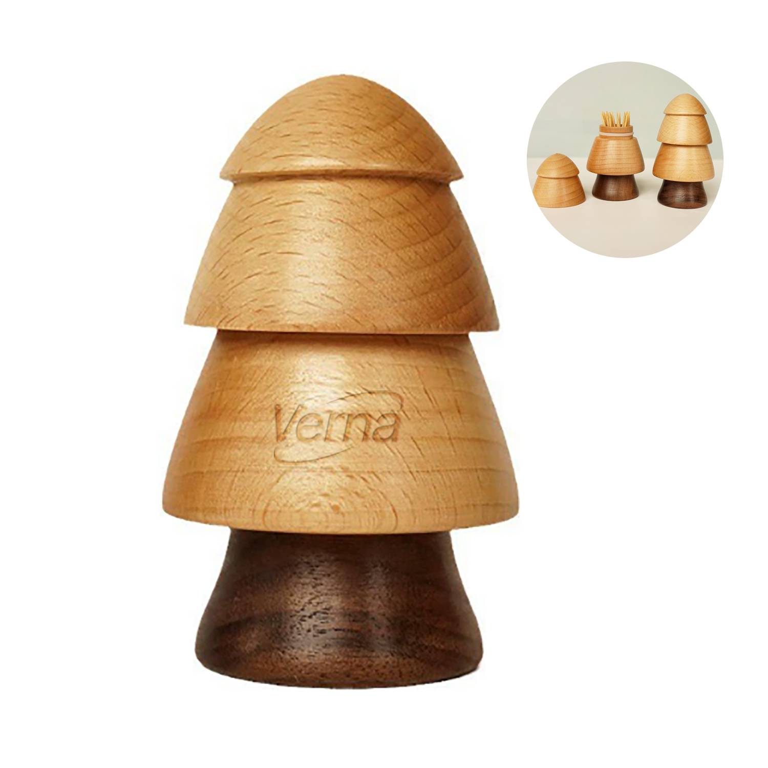 Tree Shape Wooden Toothpick Holder Dispenser
