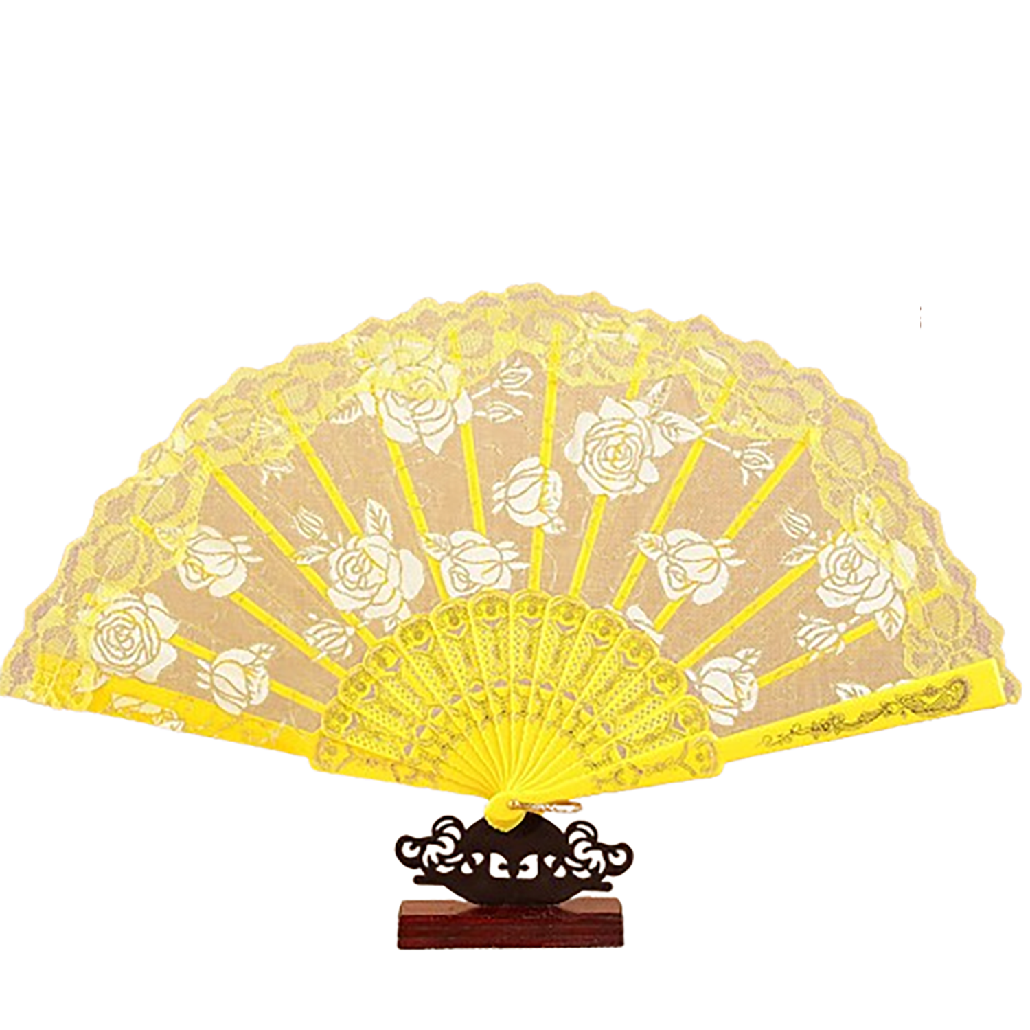 Rose Lace Handheld Folding Fan - Image 10